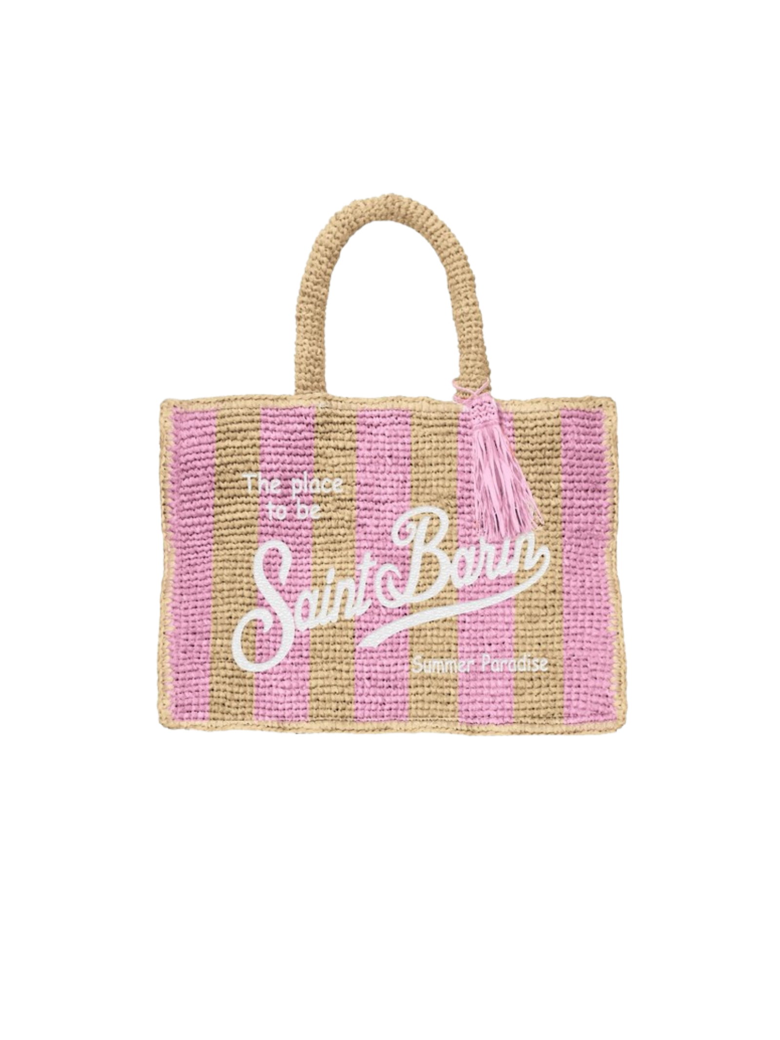 Borsa "colette" Saint Barth beige e rosa in rafia