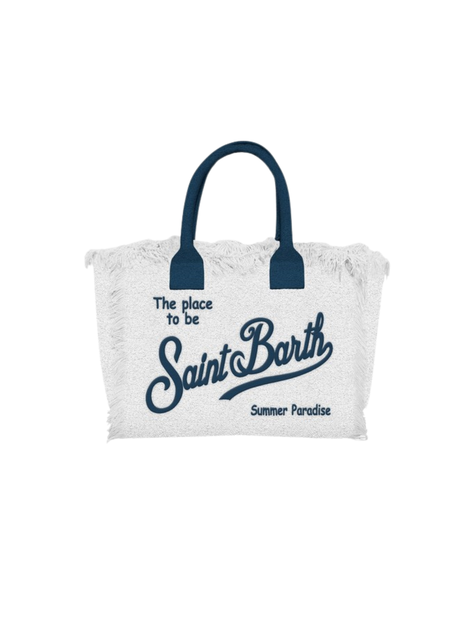 Borsa "colette" Saint barth bianca con dettagli blu