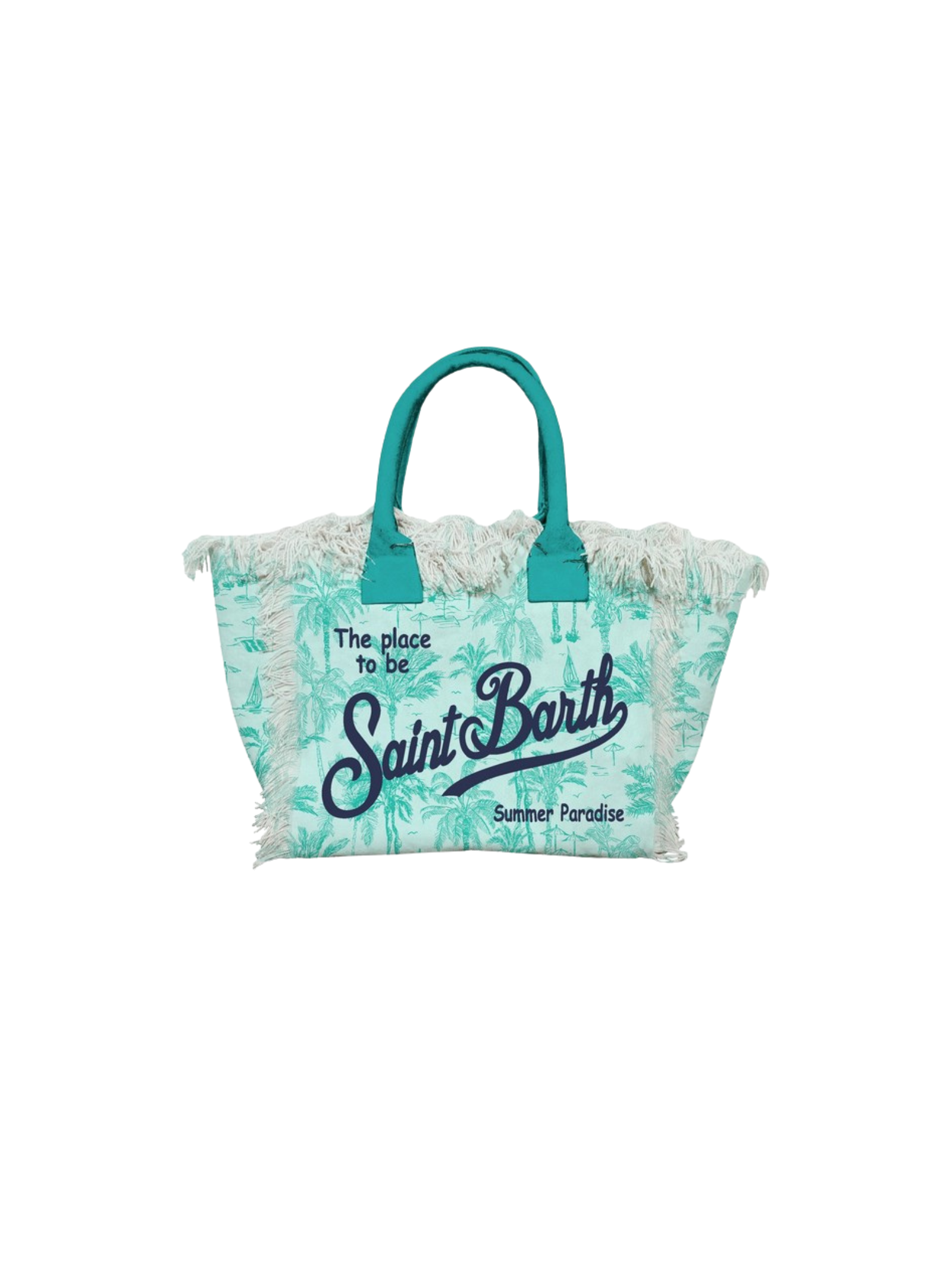 Borsa "vanity" Saint Barth turchese con palme