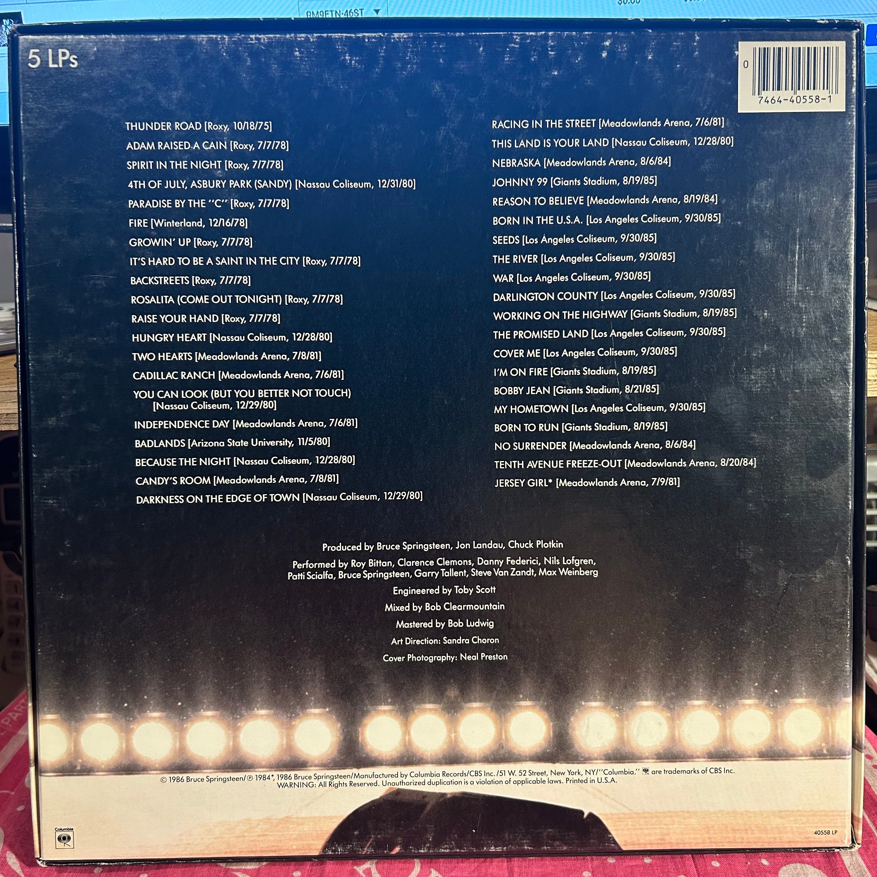 Live / 1975-85 *INDIANAPOLIS / BOX* | Near Mint (NM) Very Good Plus (VG+)